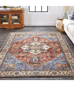 Feizy Percy 39AHF BLUE/RUST Area Rug 7 ft. 10 in. X 9 ft. 10 in. Rectangle