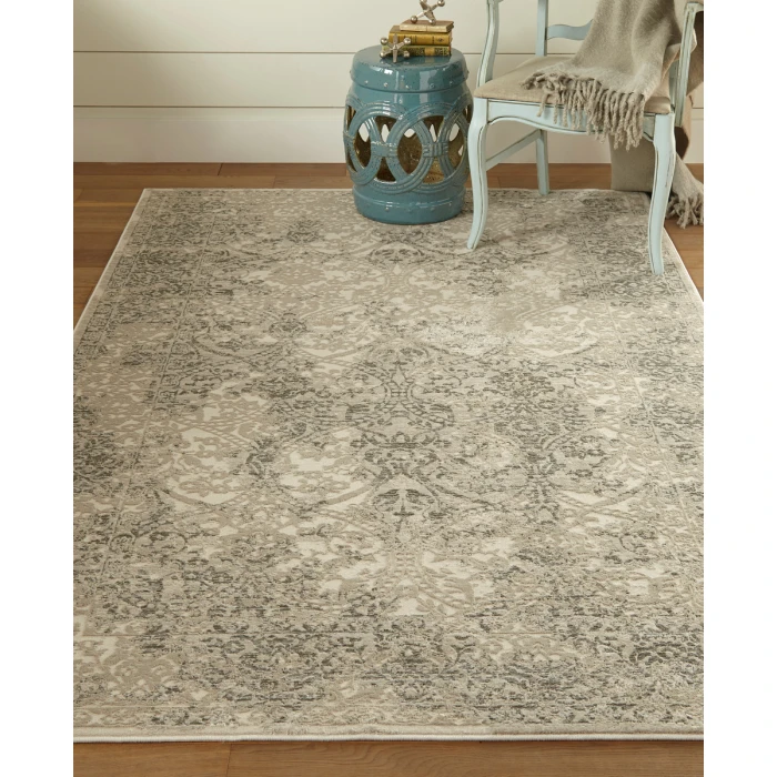 Feizy Prasad Vintage Distressed, Ivory/Gray/Black, 8' x 11' Area Rug
