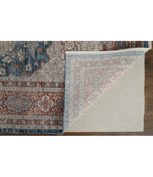 Feizy Marquette Bohemian & Eclectic Medallion, Gray/Red/Blue, 2'-8" x 10' Runner