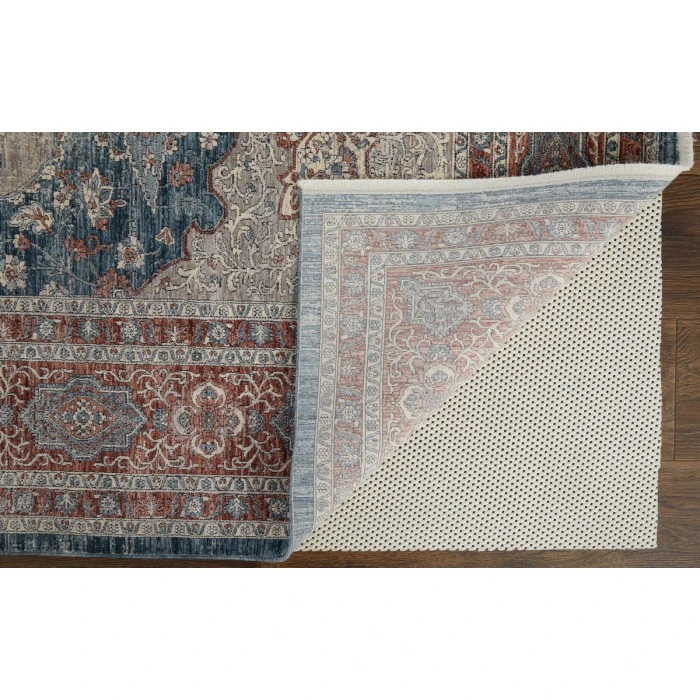 Feizy Marquette Bohemian & Eclectic Medallion, Gray/Red/Blue, 2'-8" x 12' Runner