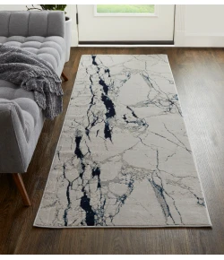 Feizy Indio 39GWF IVORY/BLUE Area Rug 2 ft. 10 in. X 7 ft. 10 in. Runner