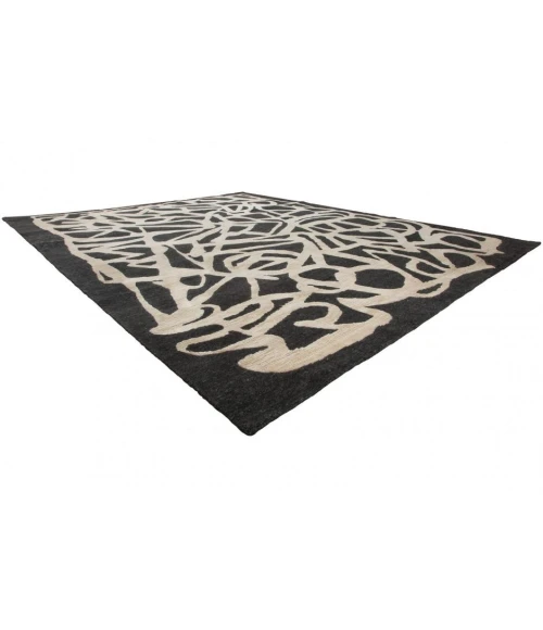 Harounian Spiral Black-White SP-04 6 ft. X 9 ft. Rectangle Rug