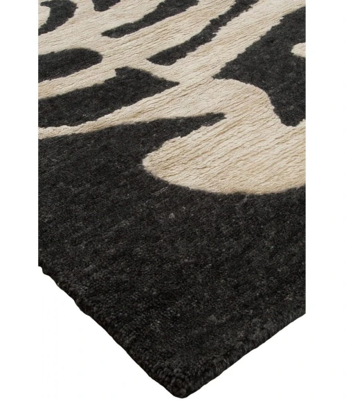 Harounian Spiral Black-White SP-04 6 ft. X 9 ft. Rectangle Rug