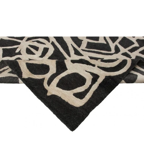 Harounian Spiral Black-White SP-04 6 ft. X 9 ft. Rectangle Rug