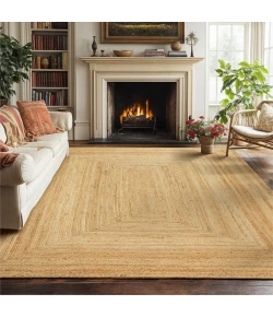 Homespice Decor Natural Rugs Natural Jute & Golden Tan George 5ft. x 7ft. Rect. Rug