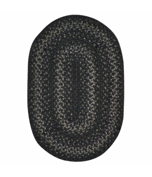 Homespice Decor Jute Braided Rug Black Jet Black 2ft. x 3ft. Oval Rug