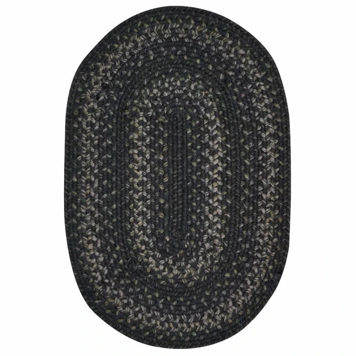 Homespice Decor Jute Braided Rug Black Jet Black 4ft. x 6ft. Oval Rug