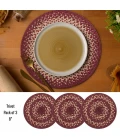 Homespice Decor Jute Braided Accessories Burgundy Autumn Maple 8in. Set of 3 Round Rug