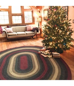 Homespice Decor Jute Braided Highland Multi 505798 6 ft. X 9 ft. Oval Rug