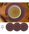 Homespice Decor Jute Braided Accessories Burgundy & Navy Blue Jamestown 8in. Set of 3 Round Rug