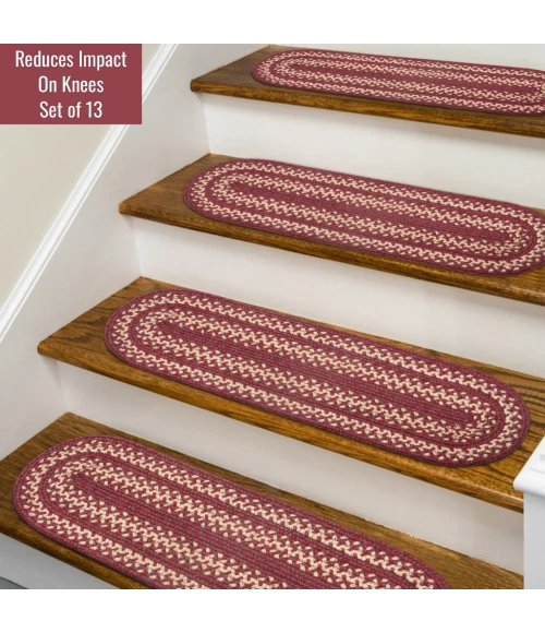 Homespice Decor Jute Braided Accessories Burgundy Autumn Maple 8in.x 28in. Set of 13 Oval Rug