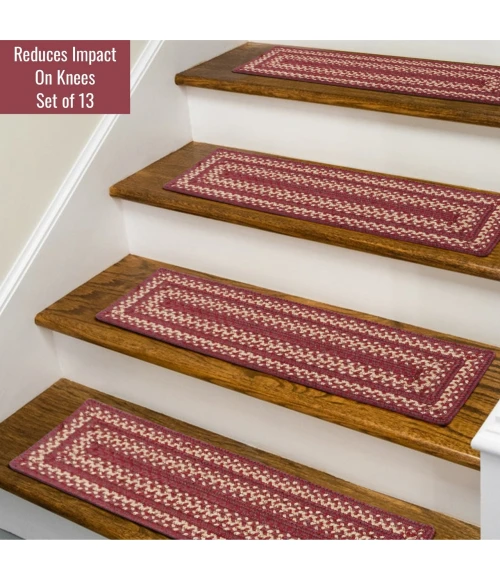 Homespice Decor Jute Braided Accessories Burgundy Autumn Maple 8in.x 28in. Set of 13 Rect. Rug