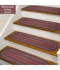 Homespice Decor Jute Braided Accessories Burgundy & Navy Blue Jamestown 8in.x 28in. Set of 13 Oval Rug