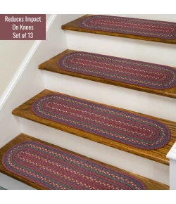 Homespice Decor Jute Braided Accessories Burgundy & Navy Blue Jamestown 8in.x 28in. Set of 13 Oval Rug