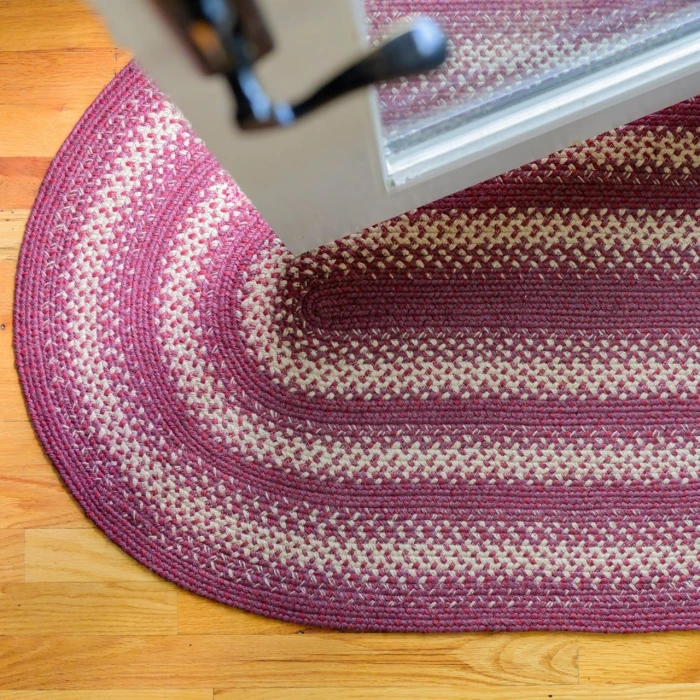Homespice Decor Jute Braided Rug Burgundy Autumn Maple 8ft. x 10ft. Oval Rug