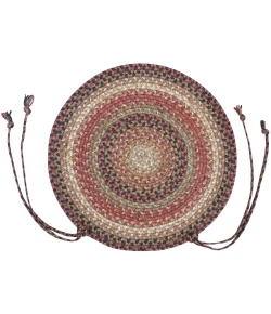 Homespice Decor Jute Braided Accessories Gingerbread Brown, Deep Red 240162PS 15 in. X 15 in. Set of 2 Round Rug