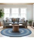 Homespice Decor Jute Braided Rug Denim Blue Denim 6 FT Round Rug