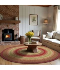 Homespice Decor Jute Braided Rug Cranberry Red & Gold Cider Barn 6 FT Round Rug