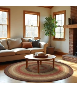 Homespice Decor Jute Braided Rug Black & Brown Gingerbread 6 FT Round Rug