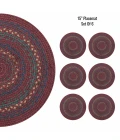 Homespice Decor Jute Braided Accessories Burgundy & Navy Blue Jamestown 15in. Set of 6 Round Rug