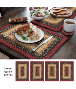 Homespice Decor Jute Braided Accessories Highland Multi 240077PS 13 in. X 19 in. Set of 4 Rect Rug