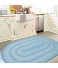 Homespice Decor Jute Braided Rug Sky Blue & Ivory Sky Blue 5ft. x 8ft. Oval Rug