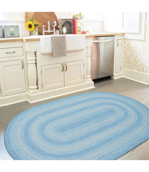 Homespice Decor Jute Braided Rug Sky Blue & Ivory Sky Blue 5ft. x 8ft. Oval Rug