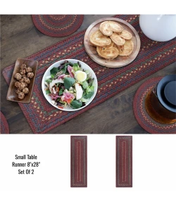 Homespice Decor Jute Braided Accessories Burgundy & Navy Blue Jamestown 8in.x 28in. Set of 2 Rect. Rug