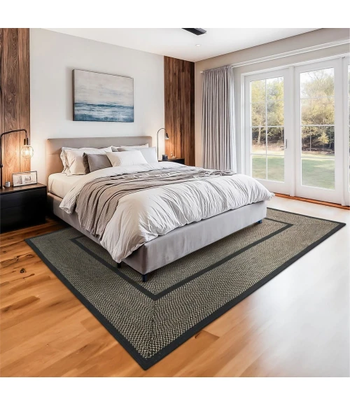 Homespice Decor Jute Braided Rug Black & Tan Manchester 10in. x 10in. Rect. Rug