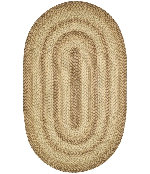 Homespice Decor Jute Braided Rug Multi Color Cookie Dough 2ft. x 3ft. Oval Rug