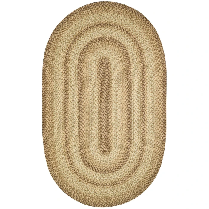 Homespice Decor Jute Braided Rug Multi Color Cookie Dough 8ft. x 10ft. Oval Rug
