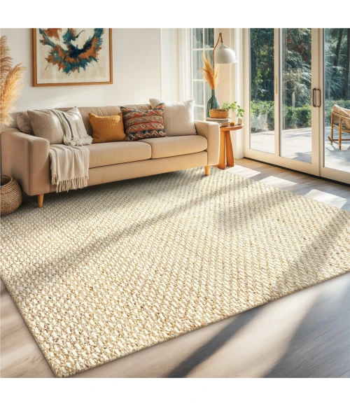 Homespice Decor Farmhouse Cream & Wheat Saddleback 5ft. x 7.5ft. Rect. Rug