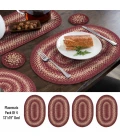 Homespice Decor Jute Braided Accessories Burgundy Autumn Maple 10in. x 15in. Set of 4 Oval Rug