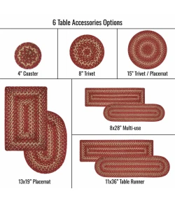 Homespice Decor Jute Braided Accessories Red & Beige Apple Pie 8in. x 28in. Set of 2 Oval Rug