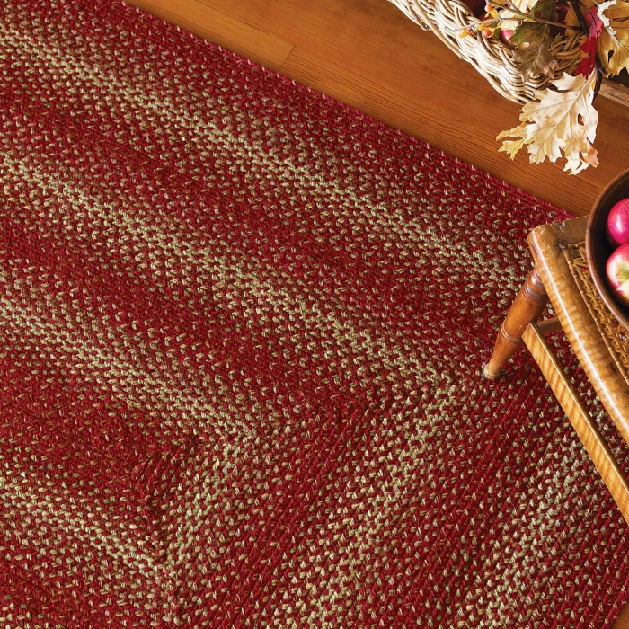Homespice Decor Jute Braided Apple Pie Red 502674 27 in. X 45 in. Oval Rug
