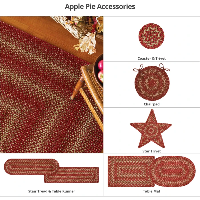 Homespice Decor Jute Braided Apple Pie Red 502674 27 in. X 45 in. Oval Rug