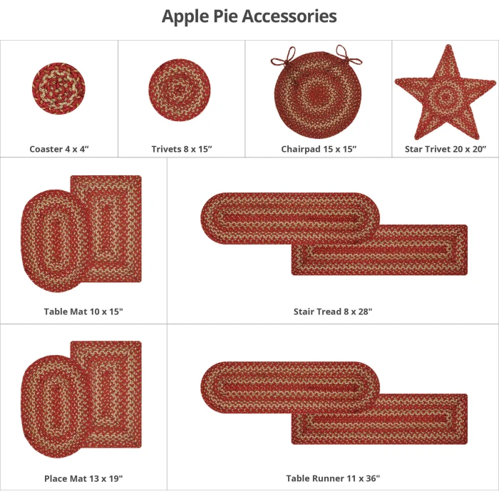 Homespice Decor Jute Braided Apple Pie Red 502674 27 in. X 45 in. Oval Rug