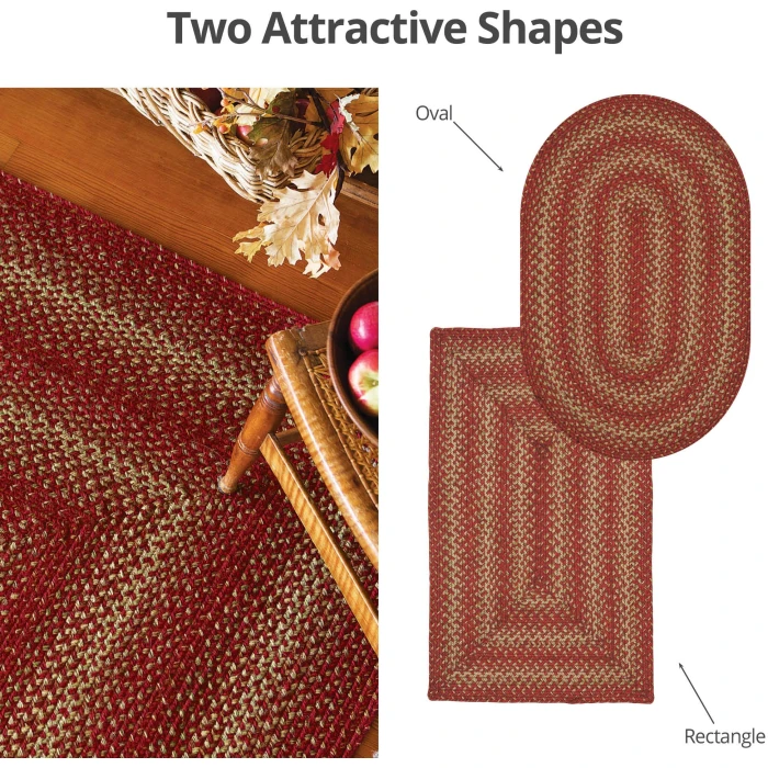 Homespice Decor Jute Braided Apple Pie Red 502674 27 in. X 45 in. Oval Rug