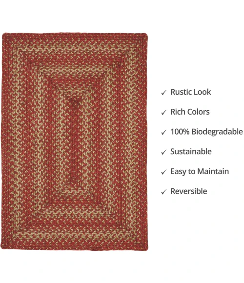Homespice Decor Jute Braided Apple Pie Red 512673 27 in. X 45 in. Rect Rug