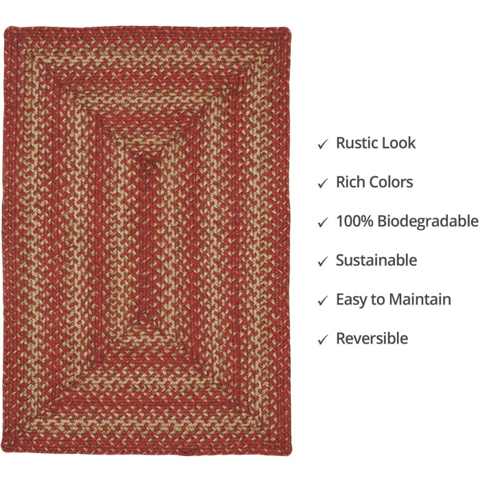 Homespice Decor Jute Braided Apple Pie Red 511676 20 in. X 30 in. Rect Rug
