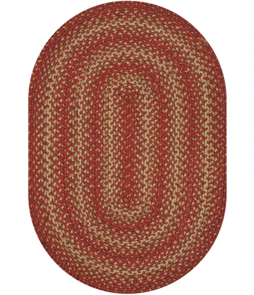Homespice Decor Jute Braided Apple Pie Red 501677 20 in. X 30 in. Oval Rug