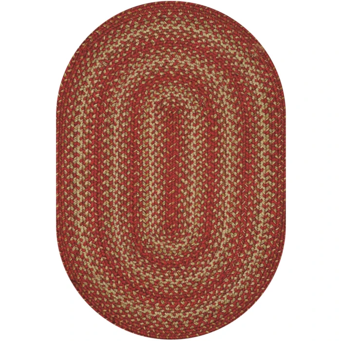 Homespice Decor Jute Braided Apple Pie Red 502674 27 in. X 45 in. Oval Rug