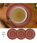 Homespice Decor Jute Braided Accessories Red & Beige Apple Pie 8in. Set of 3 Round Rug