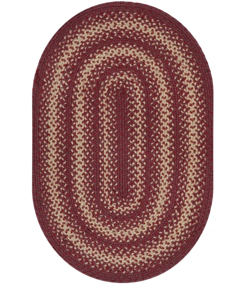 Homespice Decor Jute Braided Rug Burgundy Autumn Maple 20in. x 30in. Oval Rug