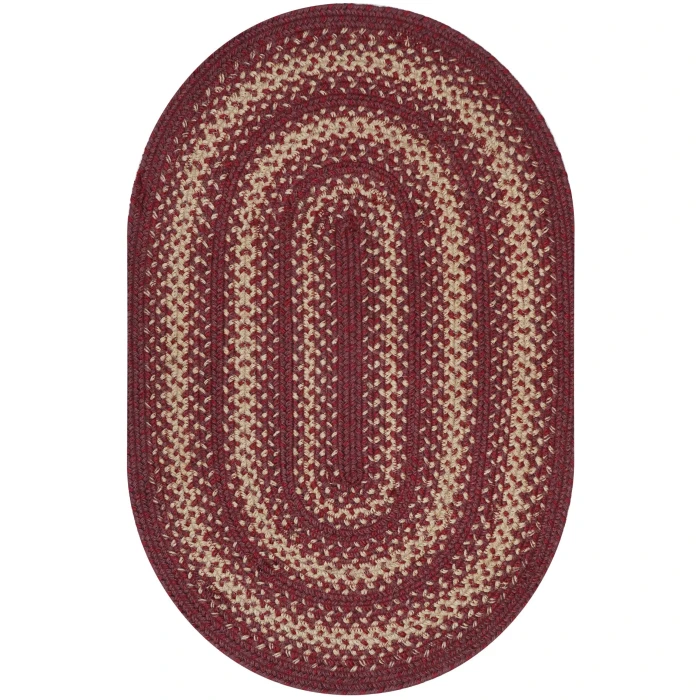 Homespice Decor Jute Braided Rug Burgundy Autumn Maple 8ft. x 10ft. Oval Rug