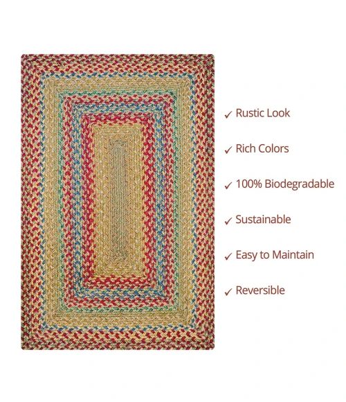 Homespice Decor Jute Braided Azalea Multi 511140 20 in. X 30 in. Rect Rug