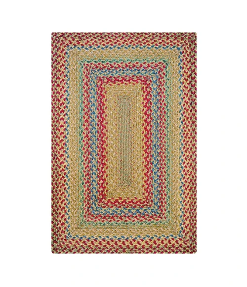 Homespice Decor Jute Braided Azalea Multi 511140 20 in. X 30 in. Rect Rug