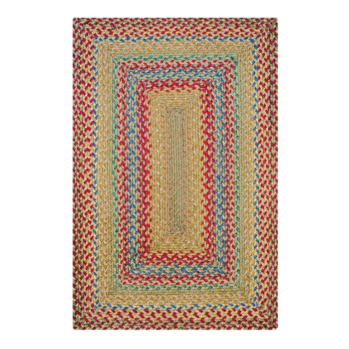 Homespice Decor Jute Braided Azalea Multi 511140 20 in. X 30 in. Rect Rug