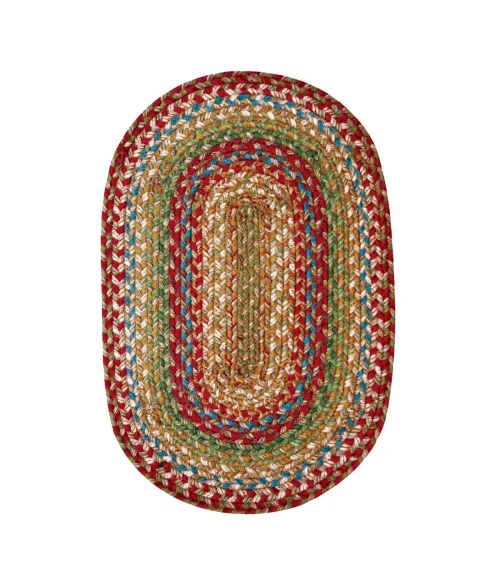 Homespice Decor Jute Braided Azalea Multi 504142 5 ft. X 8 ft. Oval Rug