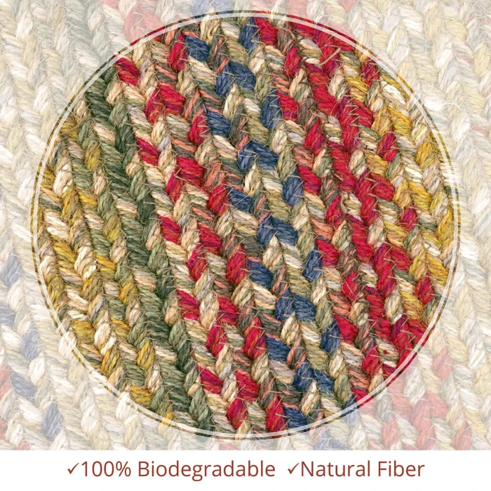 Homespice Decor Jute Braided Azalea Multi 506146 8 ft. X 10 ft. Oval Rug
